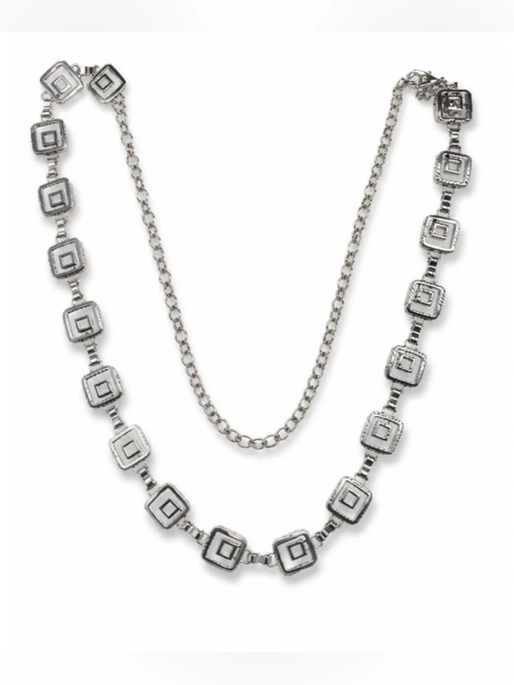 Silver Tone Geometric Link Belt
